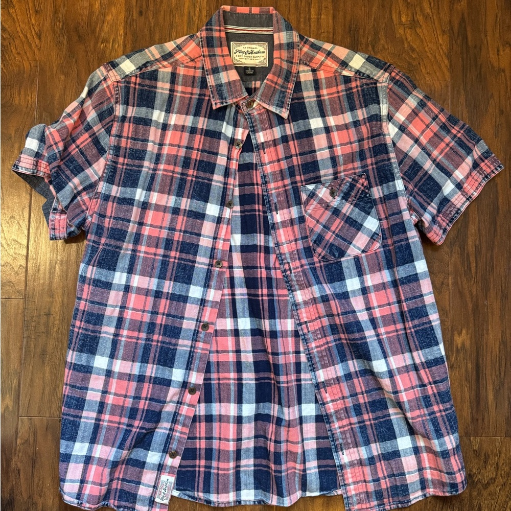 Dry Goods Red and Blue Plaid Button Down Shirt